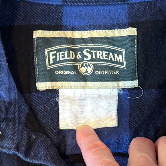 VTG Field & Stream Flannel Shirt Heavyweight Workwear Buffalo Check Mens Large - Picture 3 of 6